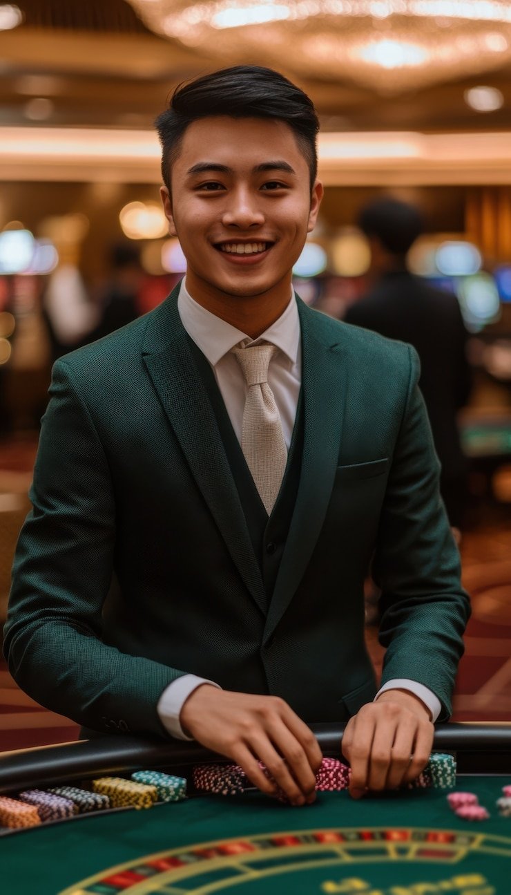 Antarmuka Live Blackjack 8055 apk dengan dealer profesional di layar
